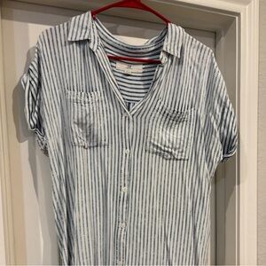 Thread & Supply Blue and White Striped Shirt Button-Down Dress